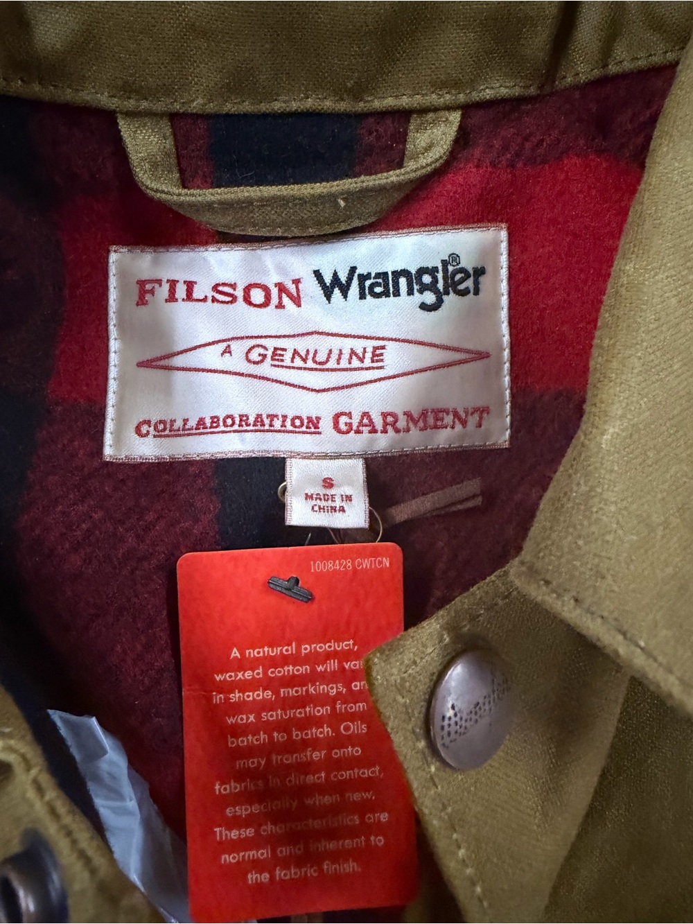 Wrangler Tan Jacket with Red & Black Plaid Lining - Picture 8 of 11